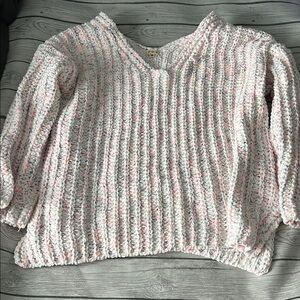 Cozy Pink, Purple, and White Sweater